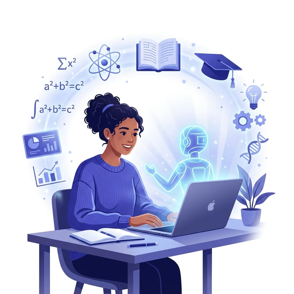 Student learning with AI tutor